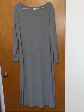 Gray Scoop Neck Maxi Plus Size Dress